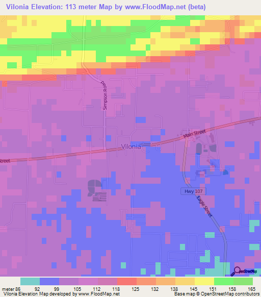 Vilonia,US Elevation Map