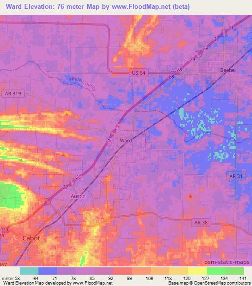 Ward,US Elevation Map