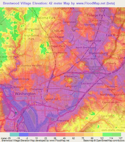 Brentwood Village,US Elevation Map