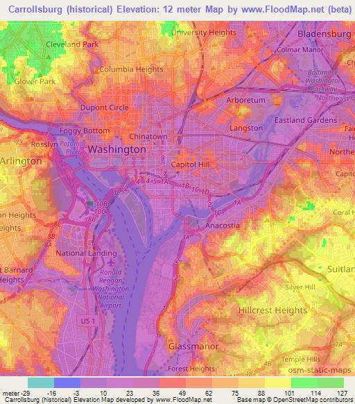 Carrollsburg (historical),US Elevation Map