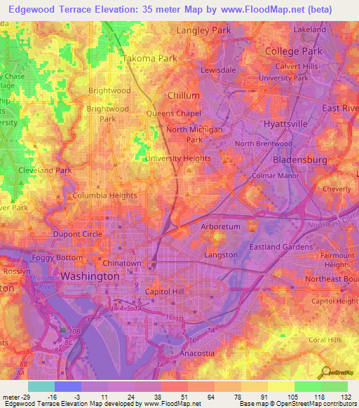 Edgewood Terrace,US Elevation Map