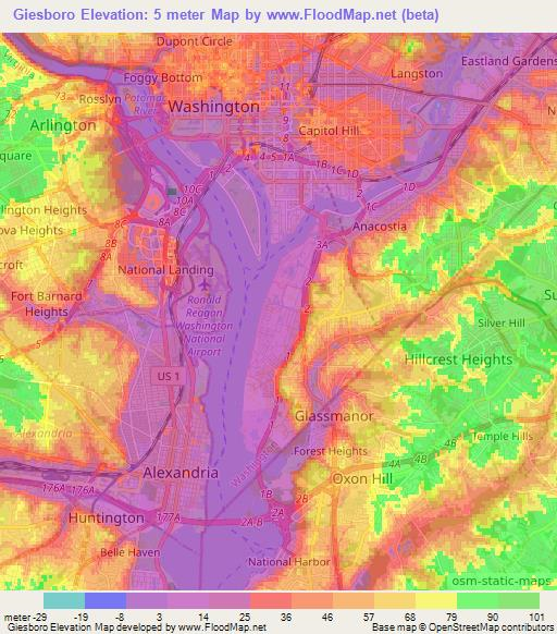 Giesboro,US Elevation Map