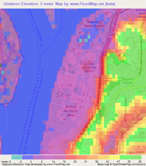 Giesboro,US Elevation Map