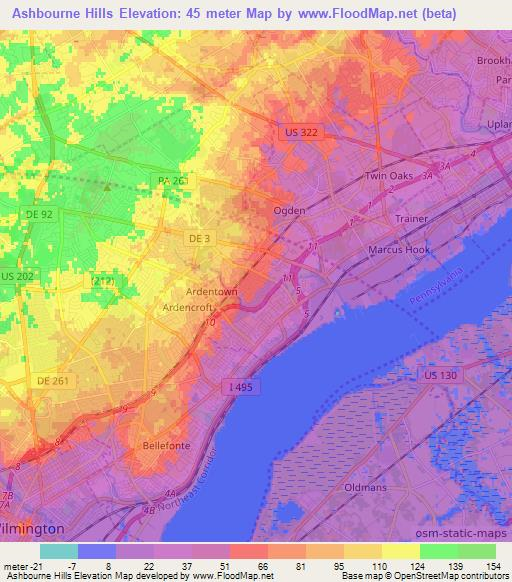 Ashbourne Hills,US Elevation Map