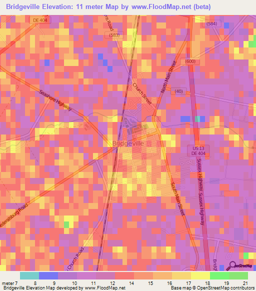 Bridgeville,US Elevation Map