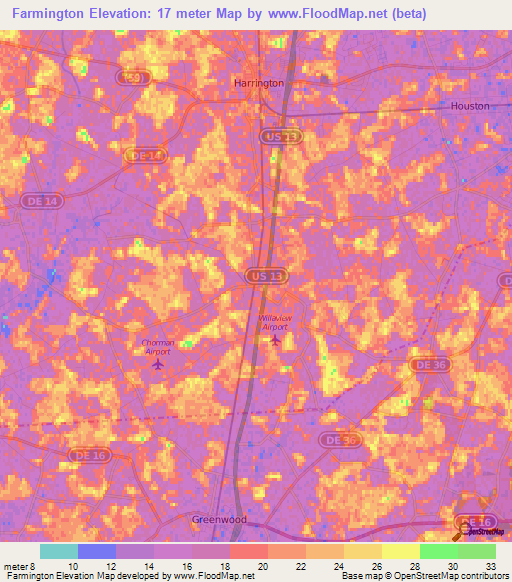 Farmington,US Elevation Map