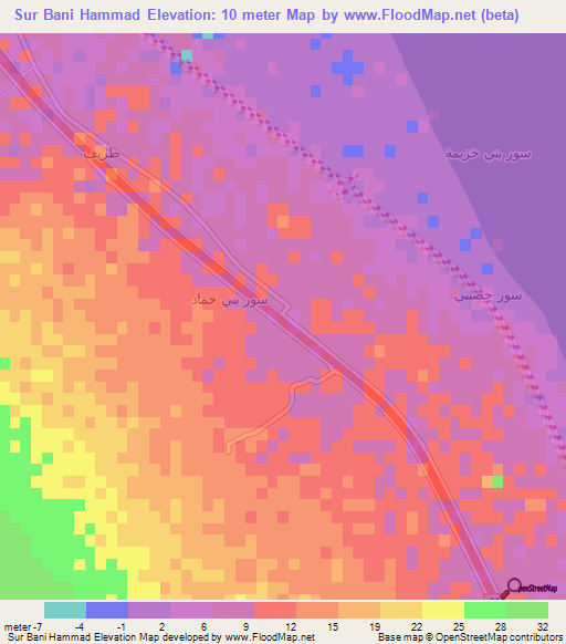 Sur Bani Hammad,Oman Elevation Map