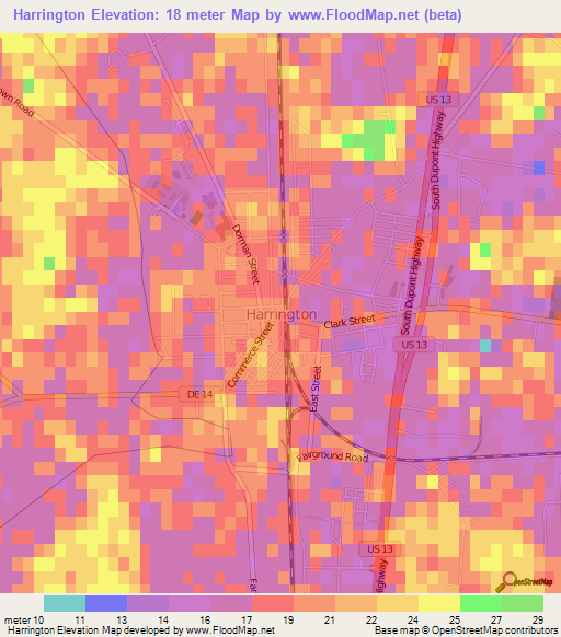 Harrington,US Elevation Map