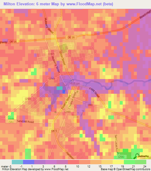 Milton,US Elevation Map