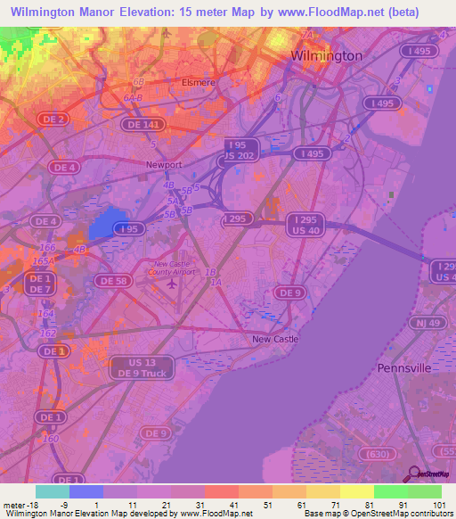 Wilmington Manor,US Elevation Map