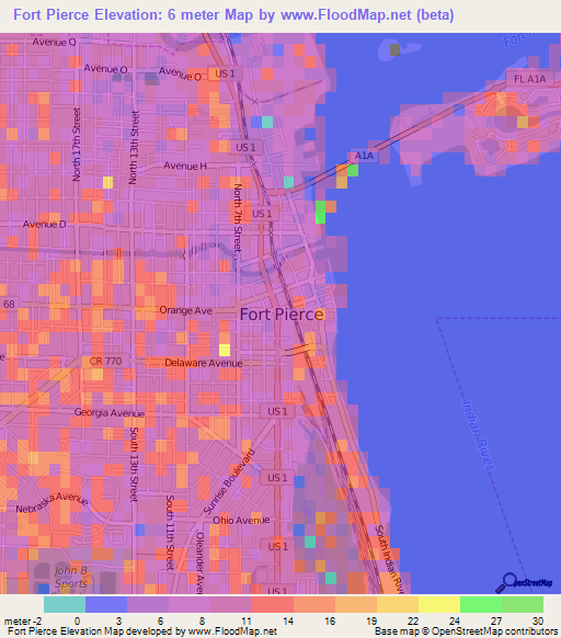 Elevation of Fort Pierce,US Elevation Map, Topography, Contour