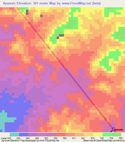 Ayumen,Eritrea Elevation Map