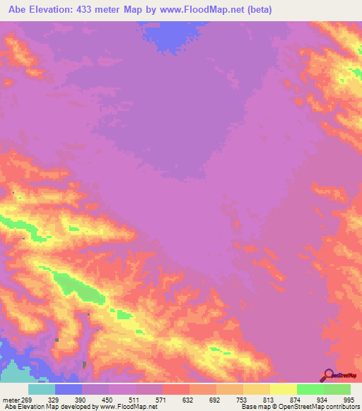 Abe,Eritrea Elevation Map