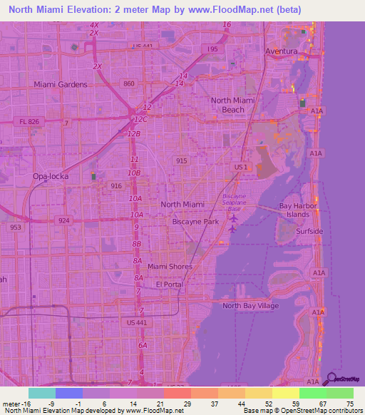 Elevation of North Miami,US Elevation Map, Topography, Contour