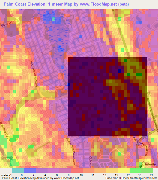 Palm Coast,US Elevation Map