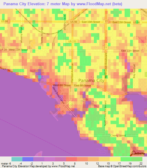 Elevation of Panama City,US Elevation Map, Topography, Contour