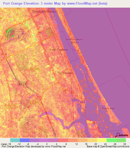 Port Orange,US Elevation Map