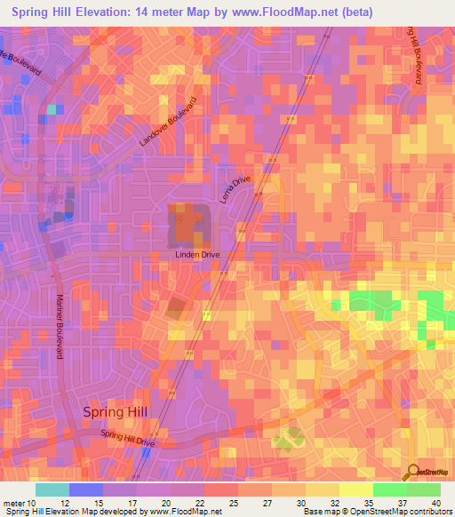 Spring Hill,US Elevation Map