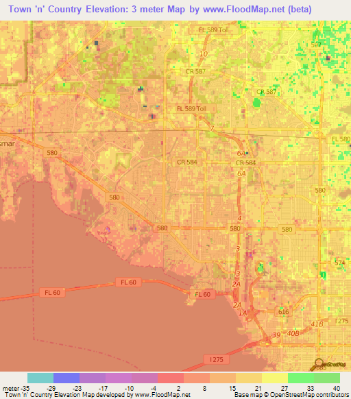 Town 'n' Country,US Elevation Map