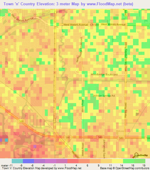 Town 'n' Country,US Elevation Map