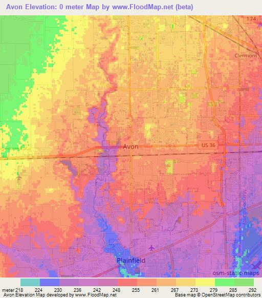 Avon,US Elevation Map