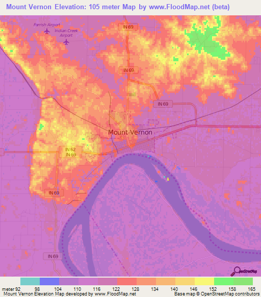 Mount Vernon,US Elevation Map