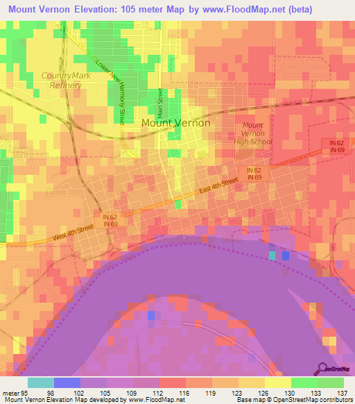 Mount Vernon,US Elevation Map