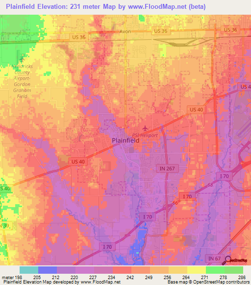 Plainfield,US Elevation Map