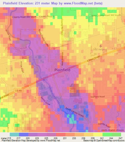 Plainfield,US Elevation Map