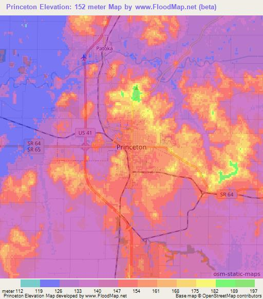 Princeton,US Elevation Map