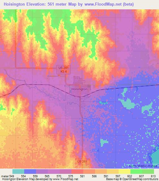 Hoisington,US Elevation Map