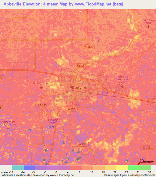 Abbeville,US Elevation Map