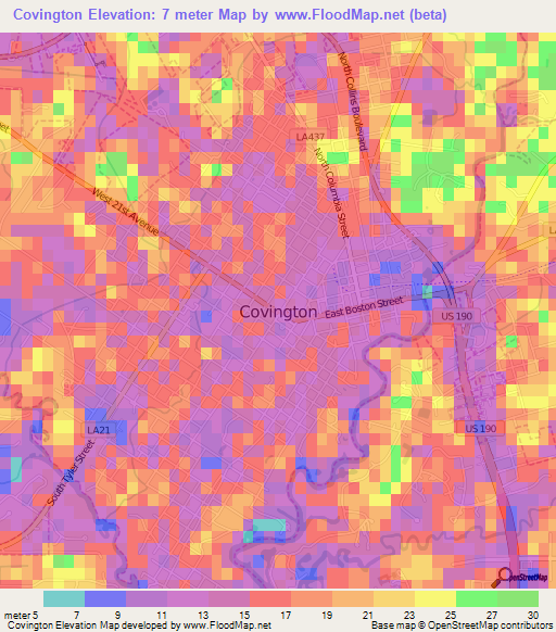 Covington,US Elevation Map