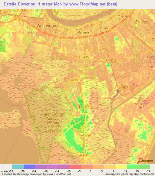 Estelle,US Elevation Map