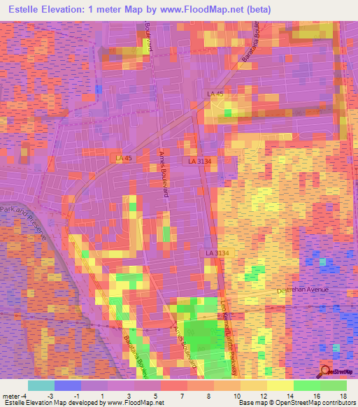 Estelle,US Elevation Map