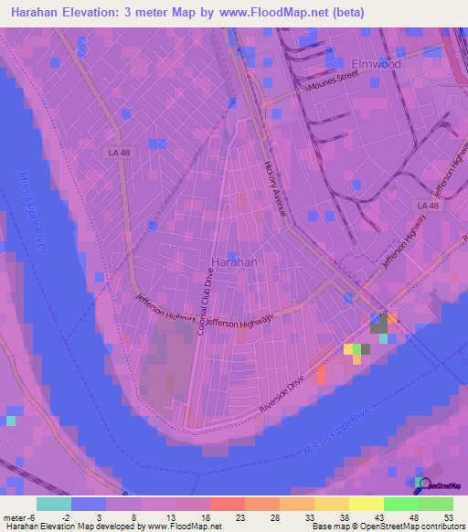 Harahan,US Elevation Map