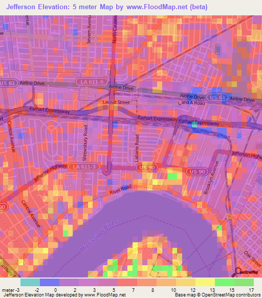 Jefferson,US Elevation Map