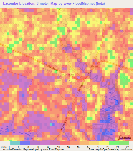 Lacombe,US Elevation Map