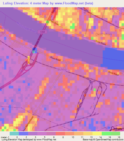 Luling,US Elevation Map