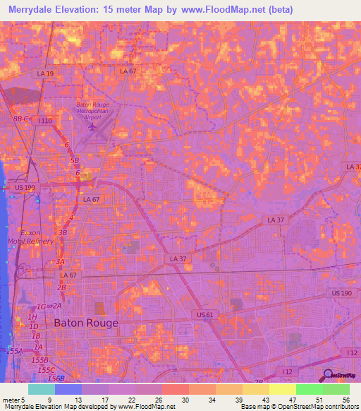 Merrydale,US Elevation Map