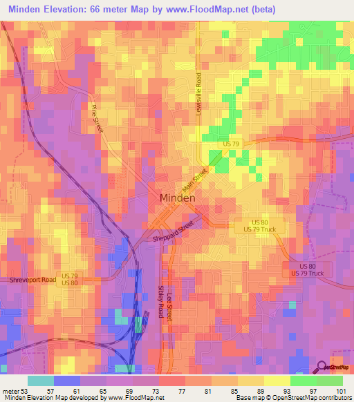 Minden,US Elevation Map