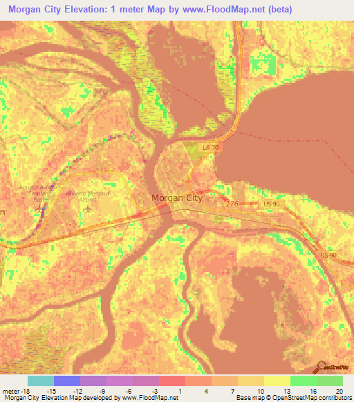 Morgan City,US Elevation Map