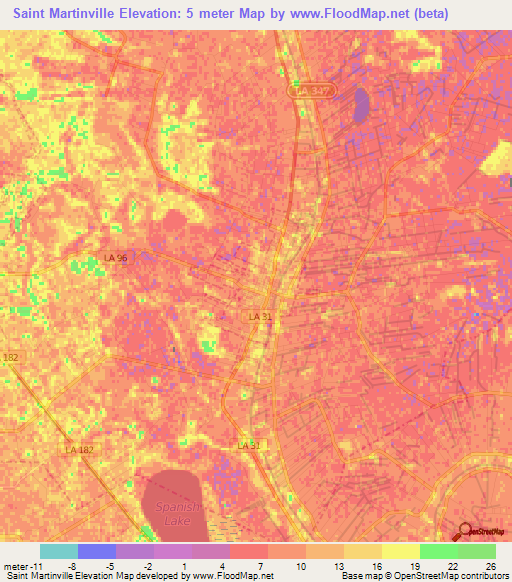 Saint Martinville,US Elevation Map