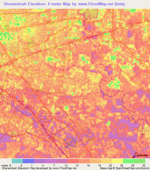 Shenandoah,US Elevation Map