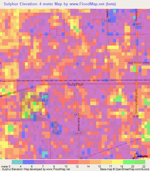 Sulphur,US Elevation Map