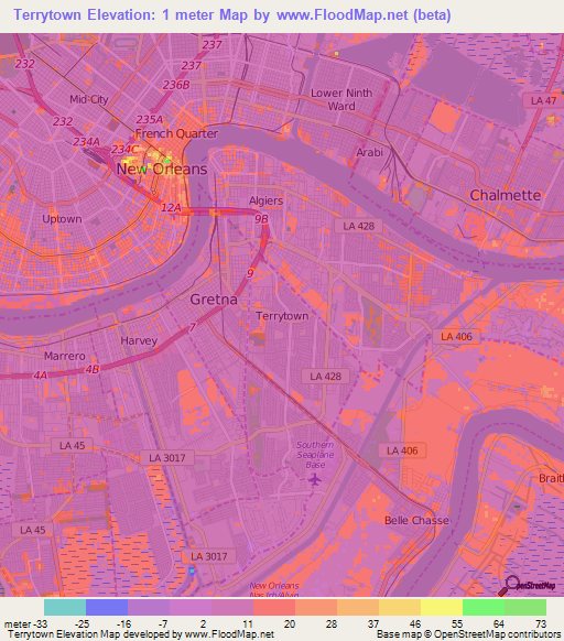 Terrytown,US Elevation Map