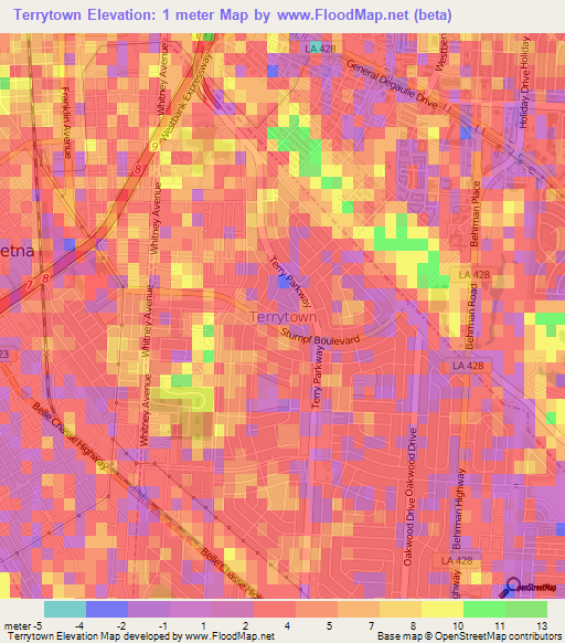 Terrytown,US Elevation Map