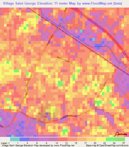 Village Saint George,US Elevation Map