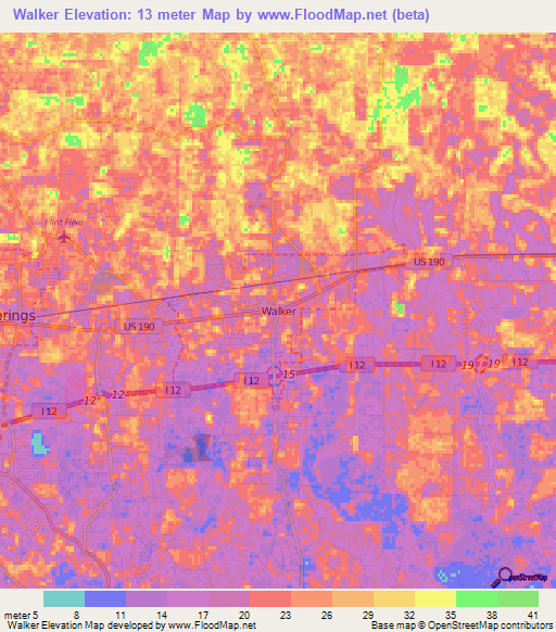 Walker,US Elevation Map