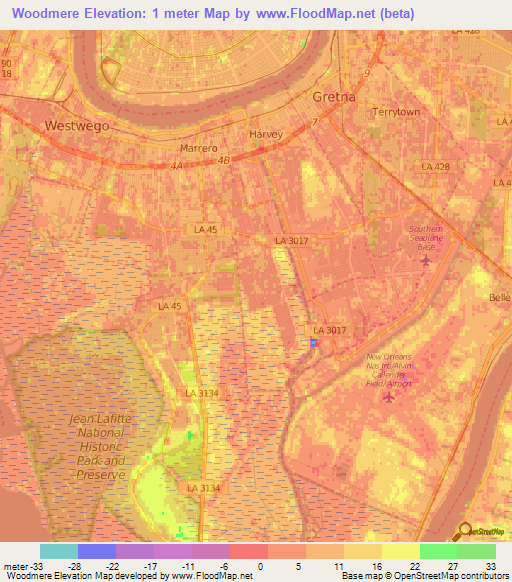 Woodmere,US Elevation Map